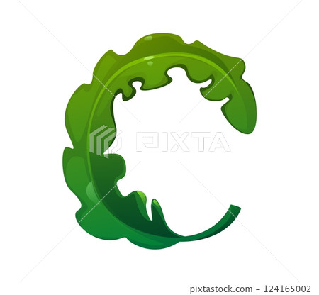 Cartoon underwater font seaweed letter C. Sea wildlife seaweed English alphabet symbol, ocean nature isolated vector latin font letter or aquatic life plant ABC typeset element 124165002