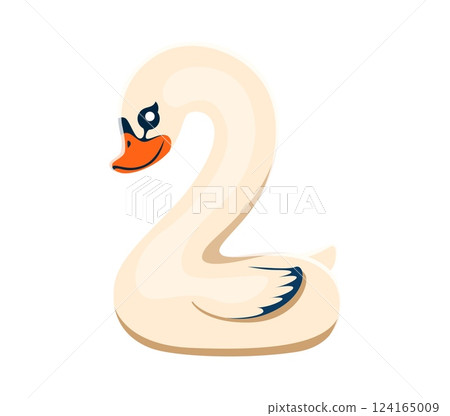 Summer travel font or beach holiday type, number 2 for typeface, cartoon vector. Swan float or pool tube in shape of number two for summer vacations and sea holidays font or typeface alphabet numerals 124165009