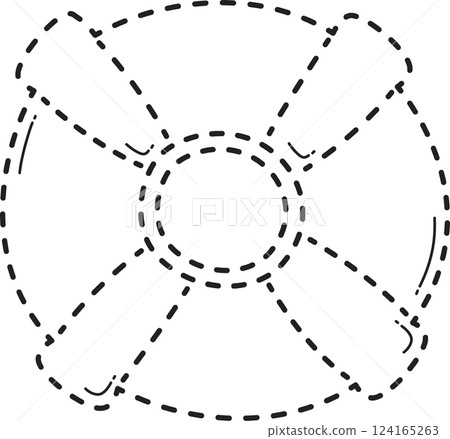Dotted swim ring tracing. 124165263