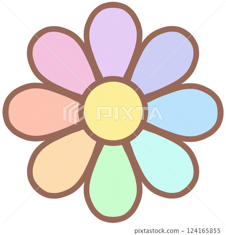 Pastel Rainbow Flower Cute Hand Drawn Element 124165855
