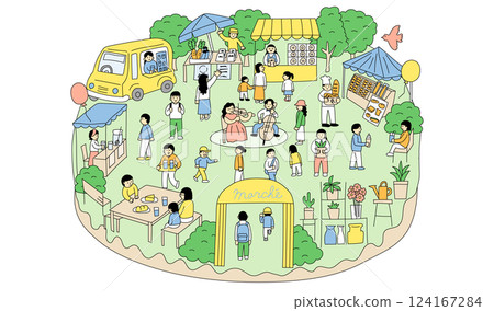 手繪的市場鳥瞰圖 手繪的市場鳥瞰圖 124167284