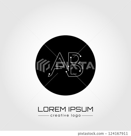 Creative logo letter A and B. A design element of a logo, business card, corporate sign or monogram. The idea of a thematic design Creative logo letter A and B. A design element of a logo, business card, corporate sign or monogram. The idea of a thematic design 124167911