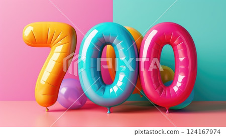 number seven hundred colorful birthday balloon illustration 124167974