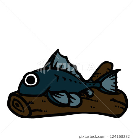 簡單描繪一條魚騎在浮木上 124168282