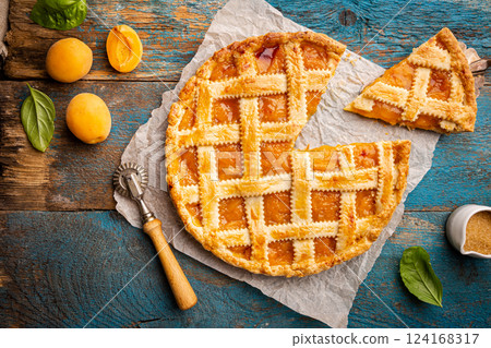 Summer apricot pie 124168317
