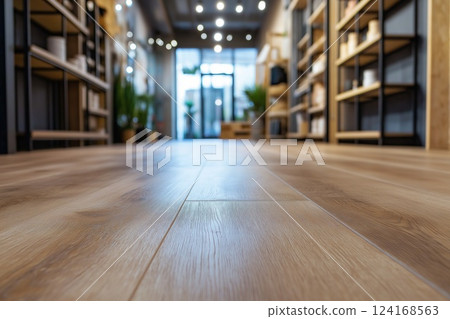Luxury wooden floor in modern office building. 124168563