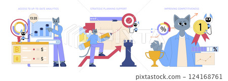 This is an illustration of analyticsdriven business growth and success featuring playful and engaging characters 124168761