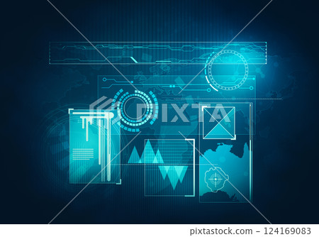 Abstract future, concept business technology futuristic blue virtual graphic touch screen user interface HUD Abstract future, concept business technology futuristic blue virtual graphic touch screen user interface HUD 124169083