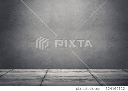 Interior room with dirty concrete cement wall and floor. Underground showroom. 3d rendering illustration Interior room with dirty concrete cement wall and floor. Underground showroom. 3d rendering illustration 124169112