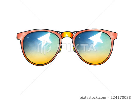 Sunglasses in watercolour technique. Vector illustration. 124170028