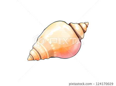 Seashell in watercolour technique. Vector illustration. 124170029