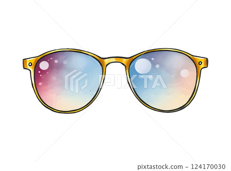 Sunglasses in watercolour technique. Vector illustration. 124170030