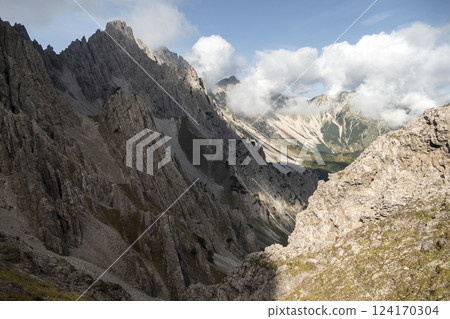 Ursprungssattel Nordlinger hut on Karwendel Hohenweg, Austria 124170304