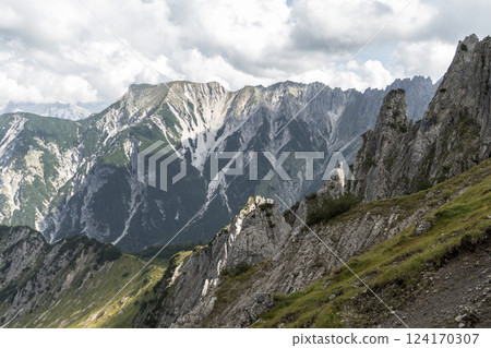 Ursprungssattel Nordlinger hut on Karwendel Hohenweg, Austria 124170307