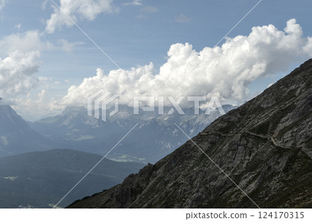Ursprungssattel Nordlinger hut on Karwendel Hohenweg, Austria 124170315