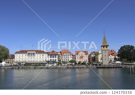Port of Lindau on Lake Constance, Bavaria, Germany 124170338