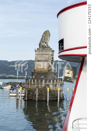 Port of Lindau on Lake Constance, Bavaria, Germany 124170353