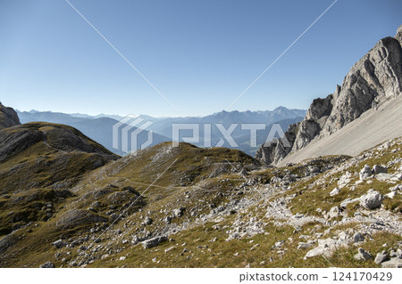 Goetheweg trail at Karwendel mountains on Karwendel Hohenweg, Austria 124170429