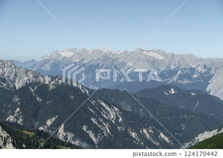 Goetheweg trail at Karwendel mountains on Karwendel Hohenweg, Austria 124170442