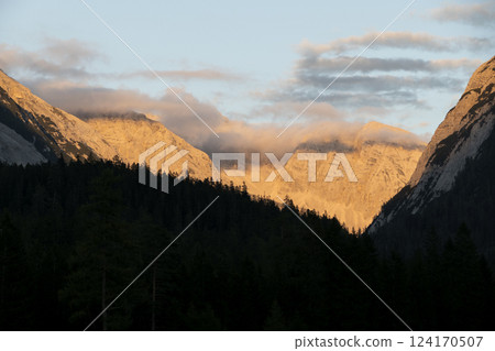Moeslalm at Karwendel mountains on Karwendel Hohenweg, Austria Moeslalm at Karwendel mountains on Karwendel Hohenweg, Austria 124170507