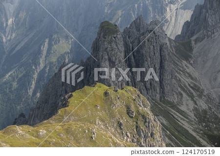 Ursprungssattel Nordlinger hut on Karwendel Hohenweg, Austria Ursprungssattel Nordlinger hut on Karwendel Hohenweg, Austria 124170519