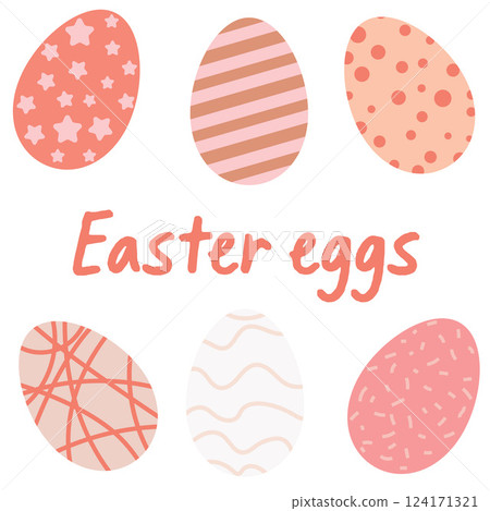 Colorful Illustrations of Decorative Easter Eggs with Patterns Colorful Illustrations of Decorative Easter Eggs with Patterns 124171321