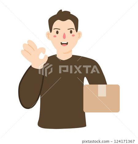 delivery man with box illustration delivery man with box illustration 124171367