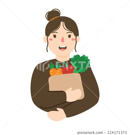 hold grocery shopping paper bags illustration hold grocery shopping paper bags illustration 124171373