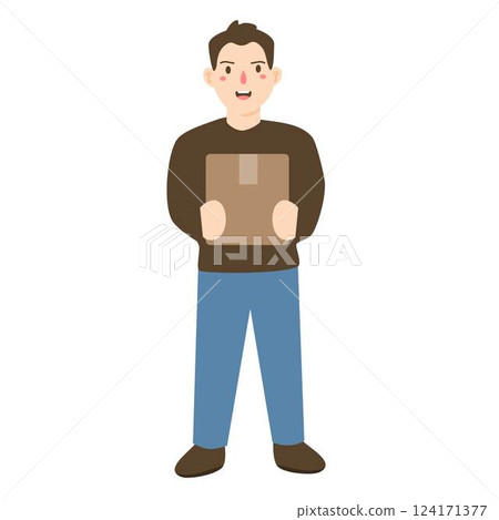 man delivering package to customer man delivering package to customer 124171377