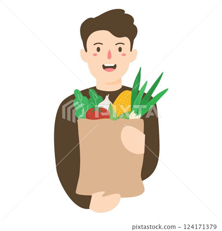 man shopping groceries illustration man shopping groceries illustration 124171379