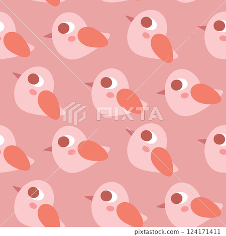 Seamless Pink Bird Pattern With Minimalist Illustration on Soft Background Seamless Pink Bird Pattern With Minimalist Illustration on Soft Background 124171411