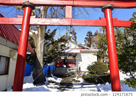 冬季拍攝北海道北斗市七重濱稻荷神社境內的景色 冬季拍攝北海道北斗市七重濱稻荷神社境內的景色 124171675