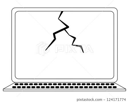Laptop with cracked screen Laptop with cracked screen 124171774