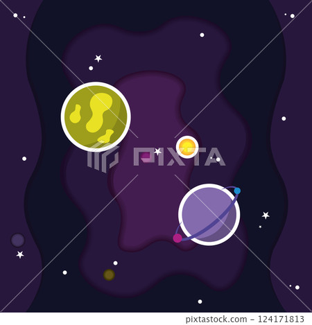 Colored universe background with a group of planets Vector 124171813