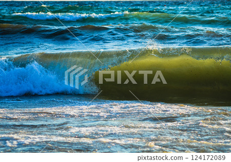 Powerful , Sea Ocean Wave Natures Raw Energy in Stunning Detail background  124172089