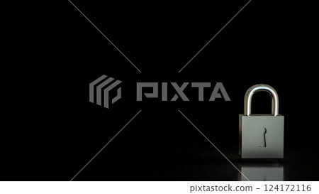 The Silver lock for protection or security concept 3d Rendering. 124172116
