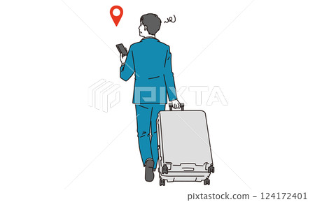商人出差迷路的插畫素材 124172401