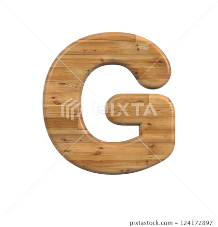 Wood letter G - Capital 3d pine font - suitable for Decoration, nature or wood related subjects 124172897