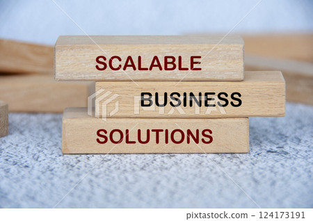 Scalable Business Solutions text on wooden blocks. Strategic business concept 124173191