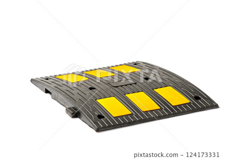 Durable Traffic Safety Ramp Designed for Effective Traffic Management and Vehicle Protection in Busy Areas and Parking Lots with High Visibility Yellow Elements Durable Traffic Safety Ramp Designed for Effective Traffic Management and Vehicle Protection in Busy Areas and Parking Lots with High Visibility Yellow Elements 124173331