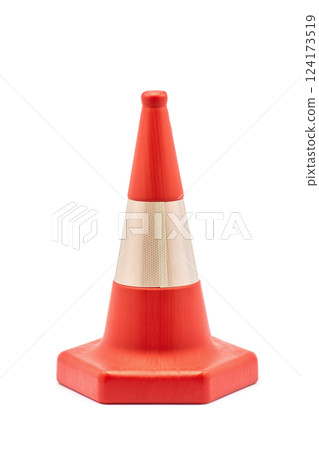 Bright Orange Traffic Cone with Reflective Stripes for Road Safety and Construction Zone Clearance, Essential for Traffic Management and Safety Measures Bright Orange Traffic Cone with Reflective Stripes for Road Safety and Construction Zone Clearance, Essential for Traffic Management and Safety Measures 124173519