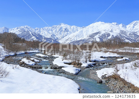Early spring in March in the Northern Alps, Hakuba Village Early spring in March in the Northern Alps, Hakuba Village 124173635