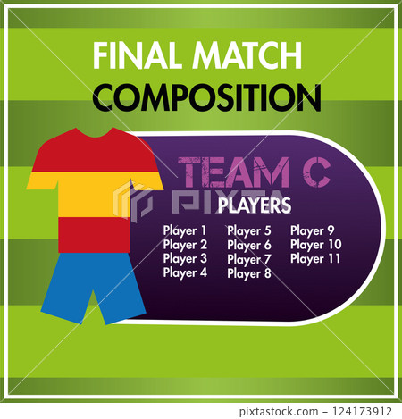 Colored soccer team match composition template Vector 124173912