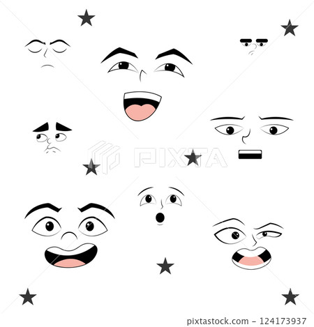 Set of different flat facial expressions 124173937