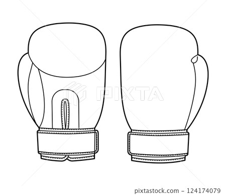 Boxing Gloves Fashion hand Sport accessory clothing technical illustration garment. Vector front palm back view for Men, 124174079
