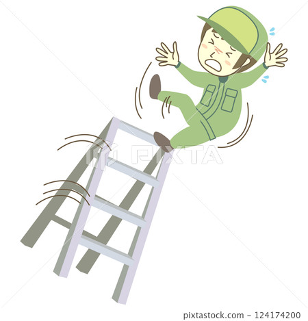 Male worker falling from a stepladder 124174200