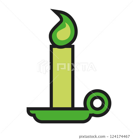 Isolated green candle magic icon Isolated green candle magic icon 124174467