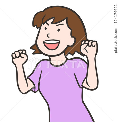 女人舉起雙手、張開嘴尖叫 124174621