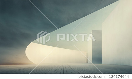 彎曲的抽象建築 124174644