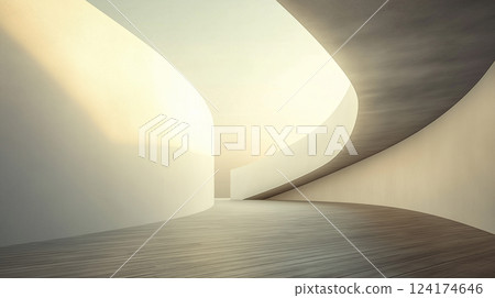 Abstract and minimalist curved wall architecture 124174646